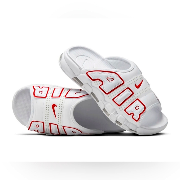 Nike Air More Uptempo Slide New University Red White - Picture 1 of 6